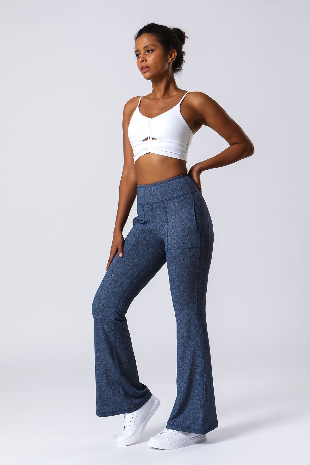 High Waist Flared Pants with Pockets - Stylish &amp; Functional Wear