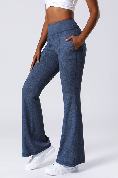 High Waist Flared Pants with Pockets - Stylish &amp; Functional Wear