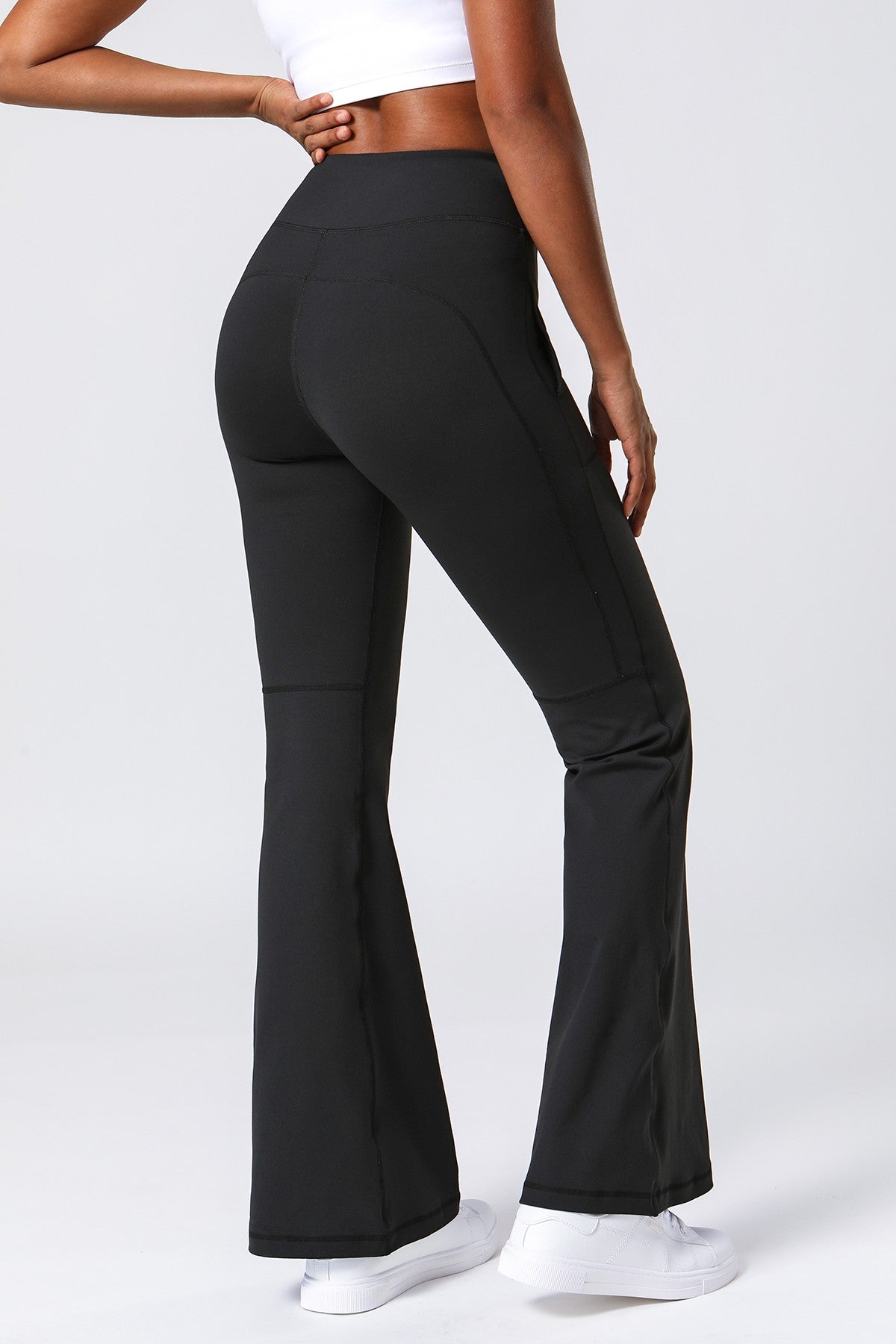 High Waist Flared Pants with Pockets - Stylish &amp; Functional Wear