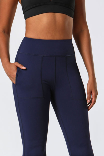 High Waist Flared Pants with Pockets - Stylish &amp; Functional Wear