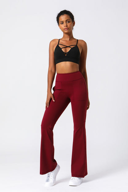 High Waist Flared Pants with Pockets - Stylish &amp; Functional Wear