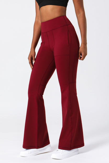 High Waist Flared Pants with Pockets - Stylish &amp; Functional Wear