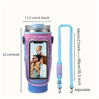 Touchscreen Insulated Cup Cover with Adjustable Strap