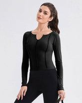 V Neck Long Sleeve Tops Casual Slim Fitted T-Shirt