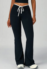 Color Block Flare Pants with Drawstring Waist