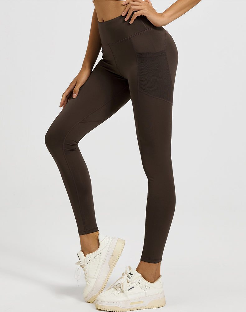 High Waisted Yoga Mesh Leggings with Side Pockets