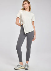 Irregular Slit Short Sleeve Yoga T-Shirts
