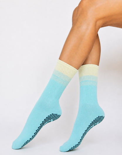 Pilates Yoga Crew Socks with Non Slip Grippers