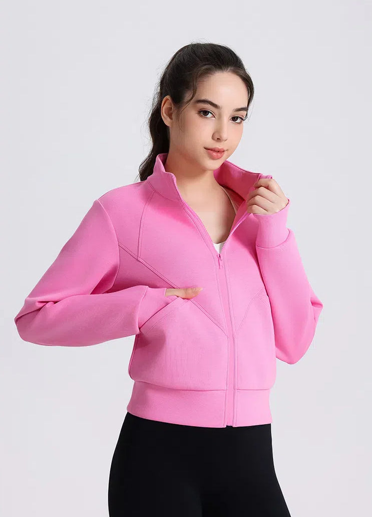 Windproof Collar Yoga Jacket With Zipper