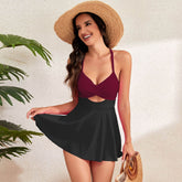 Cutout V Neck Tankini Set Swim Dress