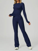 Sport Set with Long Sleeve Crew Neck T-Shirt and Flared Pant