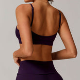 V Neck Sports Bra with Adjustable Spaghetti Straps
