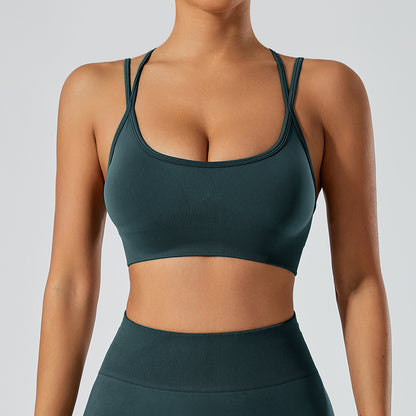Strappy Adjustable Criss Cross Sports Bra Yoga Crop Tops