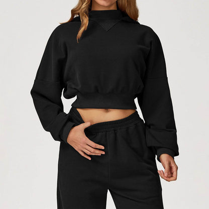 Long Sleeve Crop Sweatshirt Casual Hoodie
