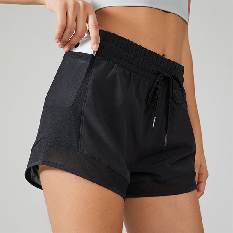 Mesh Patchwork Sports Shorts with Lined Pockets