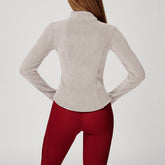 Full Zip Fleece Jacket Long Sleeve Coat with Pockets