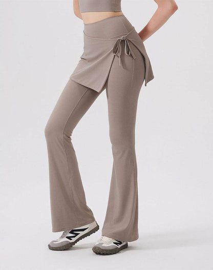 High Waisted Yoga Flare Leggings Wide Leg Pant with Skirt