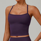 Square Neck Sports Tank Tops Criss Cross Back Longline Cami