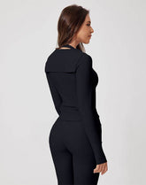 Navy Collar Workout Jacket Zipper Long Sleeve Yoga Coat