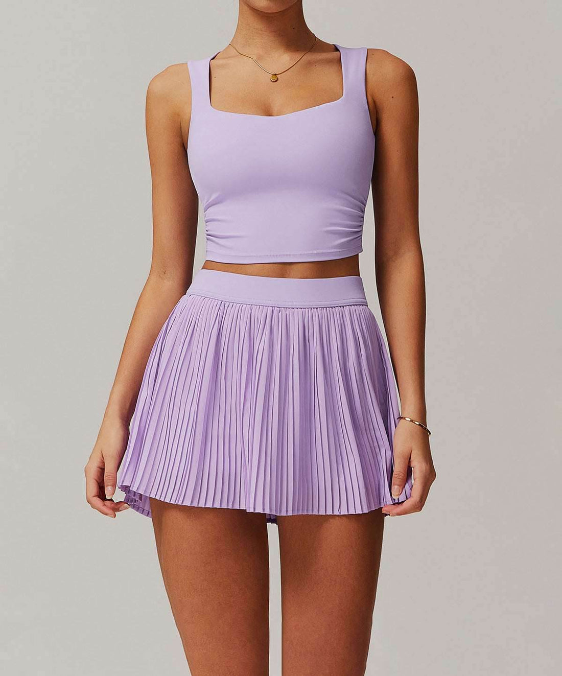 Activewear Set With Tank and Accordion Pleated Skirt