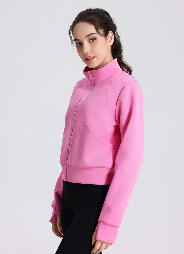 Windproof Collar Yoga Jacket With Zipper