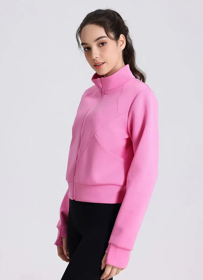 Windproof Collar Yoga Jacket With Zipper