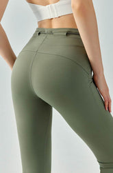 High Waist Athletic Flare Pants Yoga Trousers with Drawstring