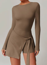 Long Sleeve Tennis Jumpsuit Dress With Shorts