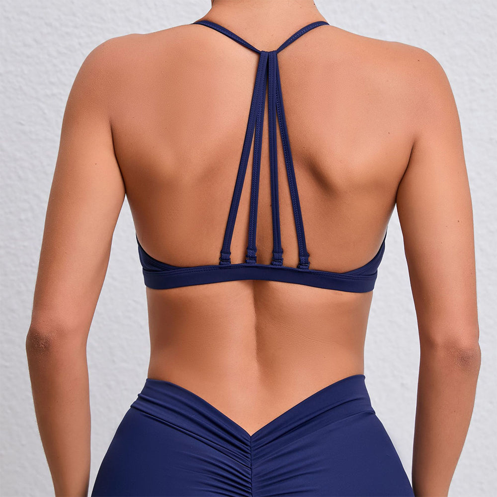 Strappy Open Back Sports Bras Criss Cross Yoga Crop Tops