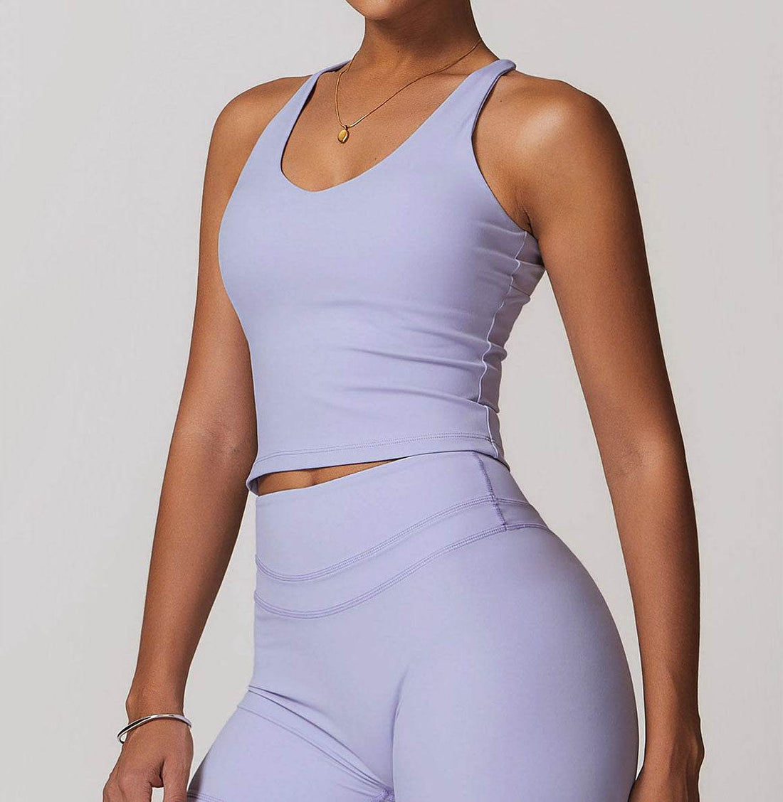 Solid U Neck Cross Back Yoga Tank Tops with Padded