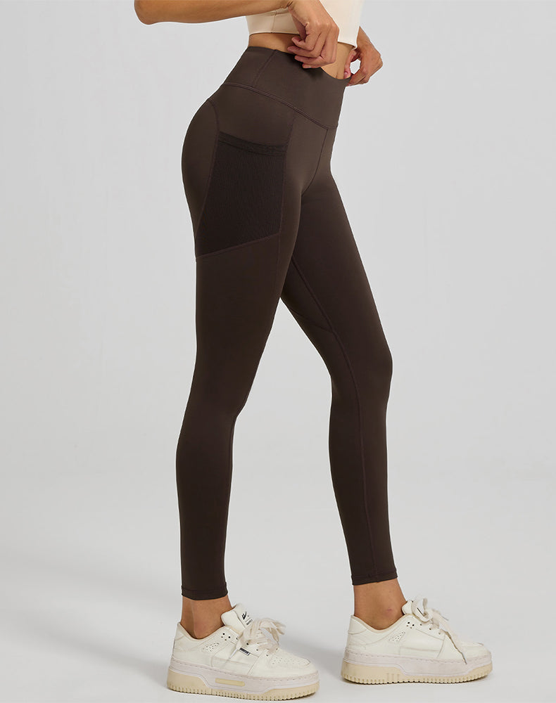 High Waisted Yoga Mesh Leggings with Side Pockets
