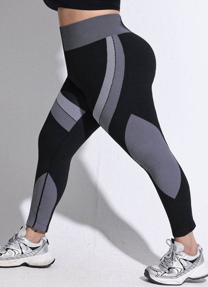 Plus Size Color Block High Waist Yoga Leggings
