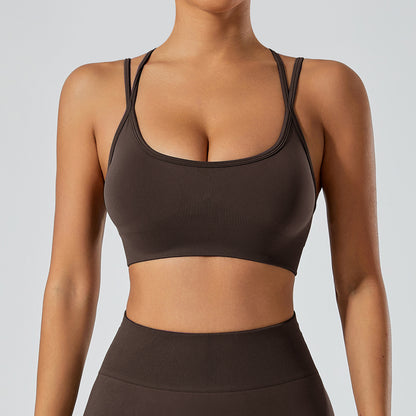 Strappy Adjustable Criss Cross Sports Bra Yoga Crop Tops