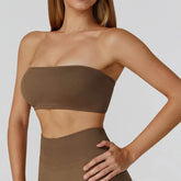 Strapless Bandeau Sport Bra Crop Sleeveless Yoga Tube Top