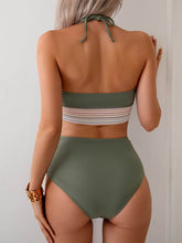 High Waisted Color Block Bikini Sets