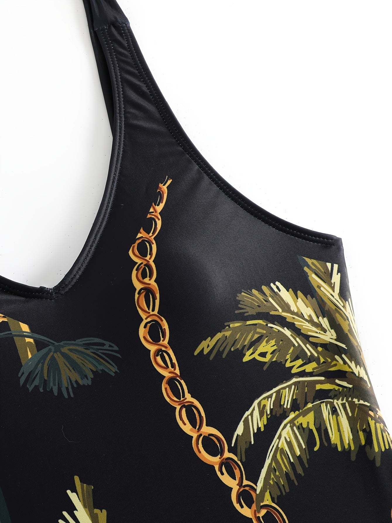 2 Piece Stretchy Coconut Tree Chain Print Swimsuits