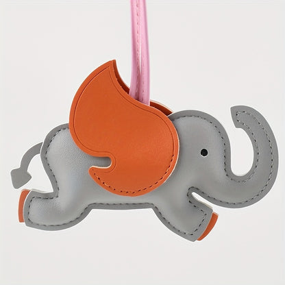 Flying Elephant PU Leather Keychain