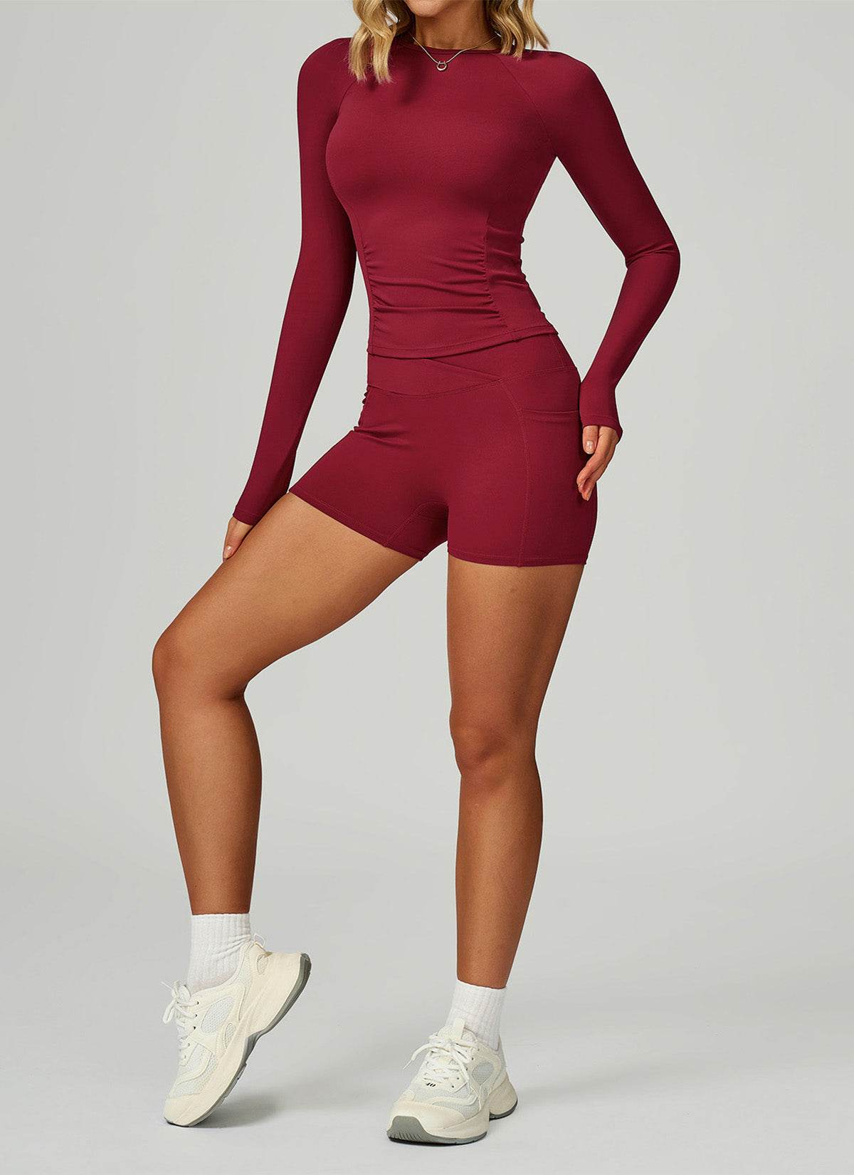 Sport Set with Long Sleeve Crew Neck T-Shirt and Short