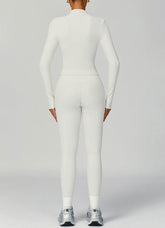 Ribbed Activewear Set with Running Jacket and Legging