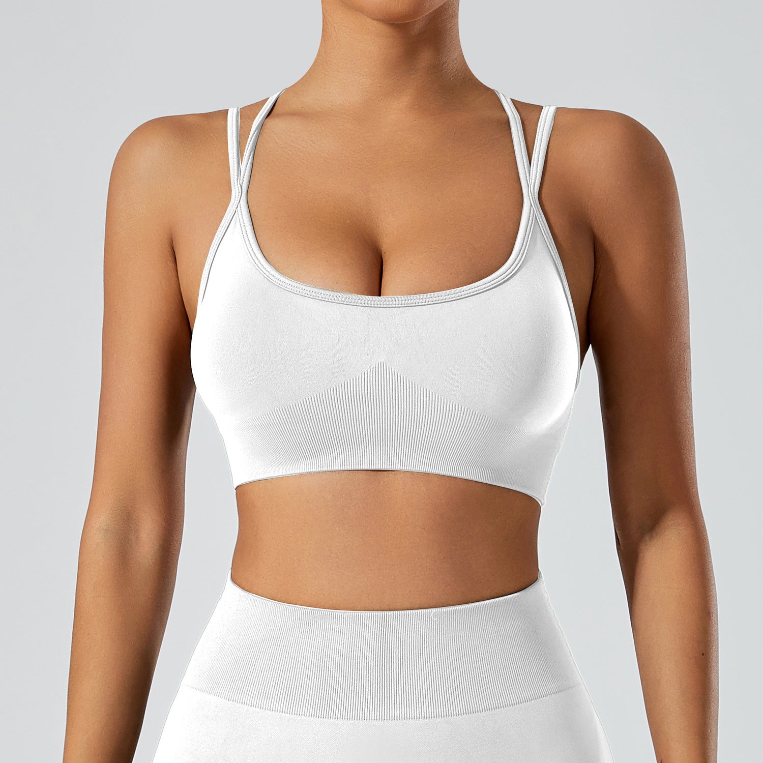 Strappy Adjustable Criss Cross Sports Bra Yoga Crop Tops