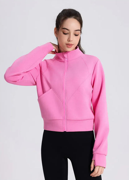 Windproof Collar Yoga Jacket With Zipper