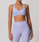 V Neck Twist Back Sports Bra with Padded
