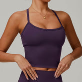 Square Neck Sports Tank Tops Criss Cross Back Longline Cami