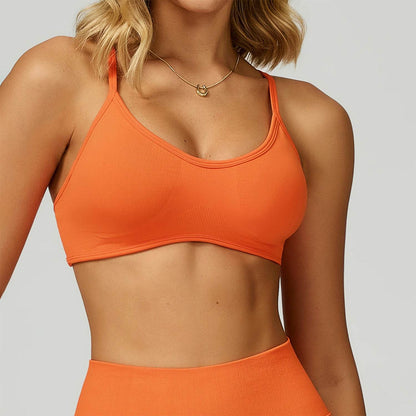 Color Block Sports Bras Workout Strappy Bra