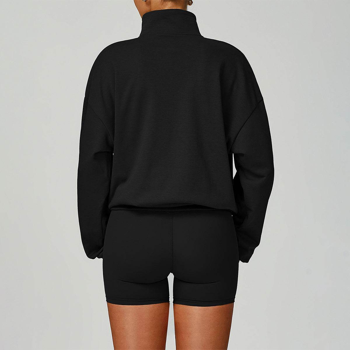 Half Zip Long Sleeve Crop Top Sports Sweatshirt