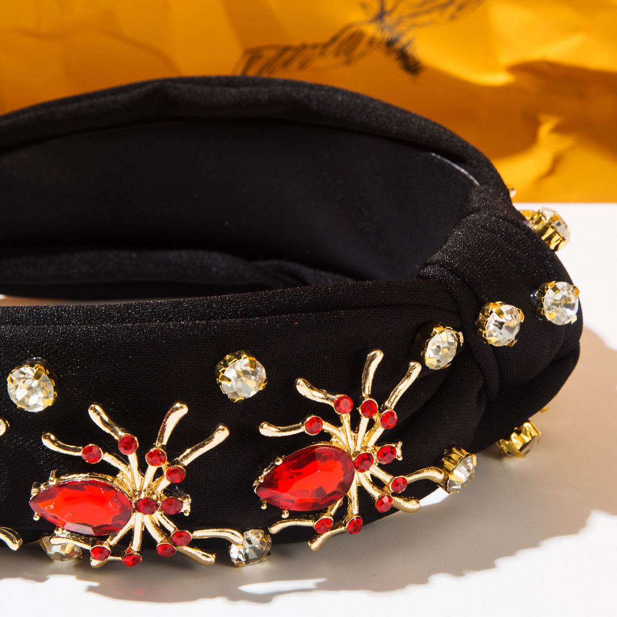 Halloween Spider Wide Top Knot Headband with Rhinestone