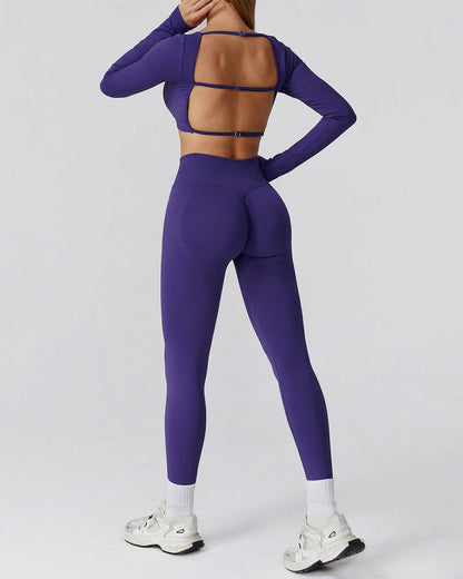 Athletic Wear with Long Sleeve Crop Top and Legging