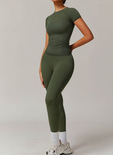 Yoga Wear Set with Short Sleeve T-Shirt and Legging
