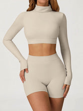 Sport Set with Turtleneck Long Sleeve Crop Top and Short