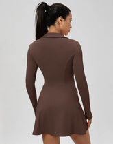 Long Sleeve V Neck Tennis Dress